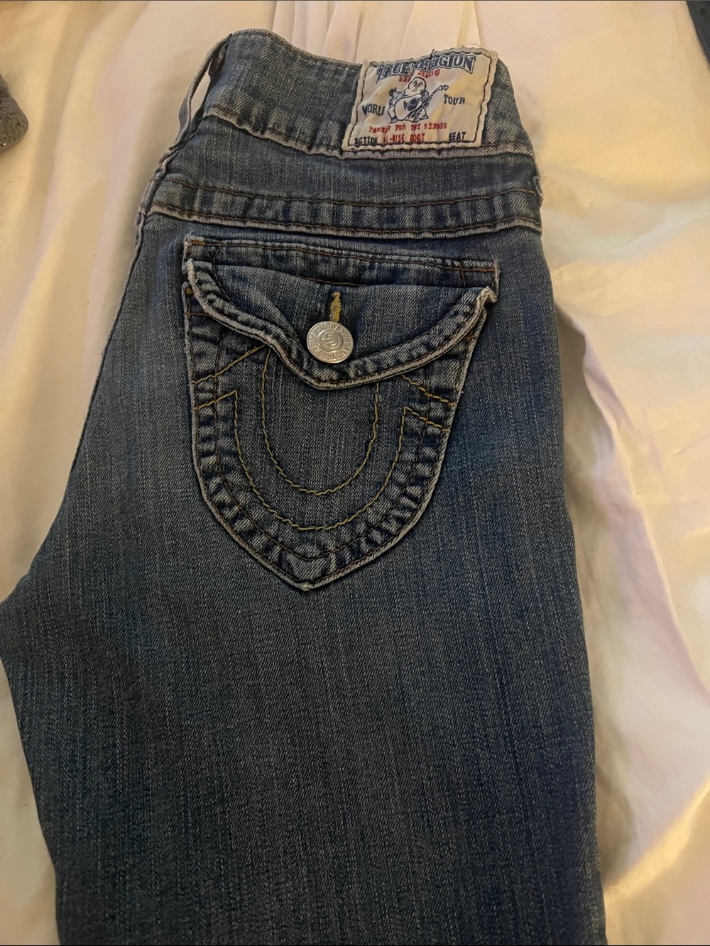True Religion Women's Medium Blue Skinny Jeans with Signature Pocket